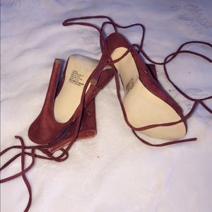 Burgundy high heels